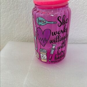 Pink Nurse -Themed Glass tumbler Tumbler